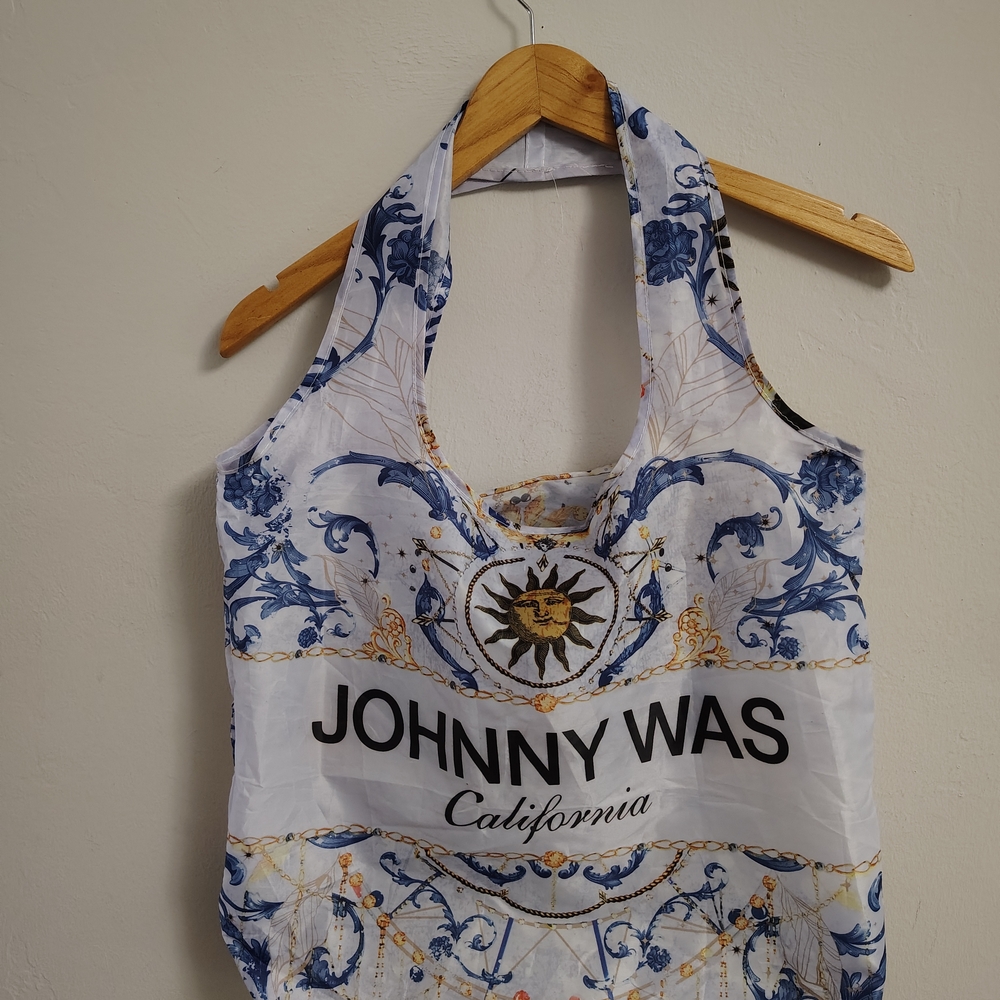 Johnny Was Blue and White Tote Bag